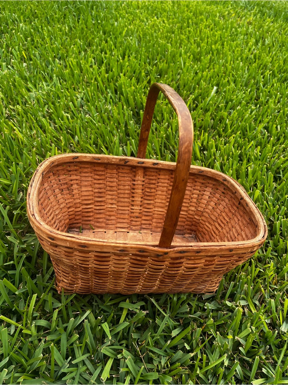 Vintage Handwoven Split Ash Small Market Basket Handmade